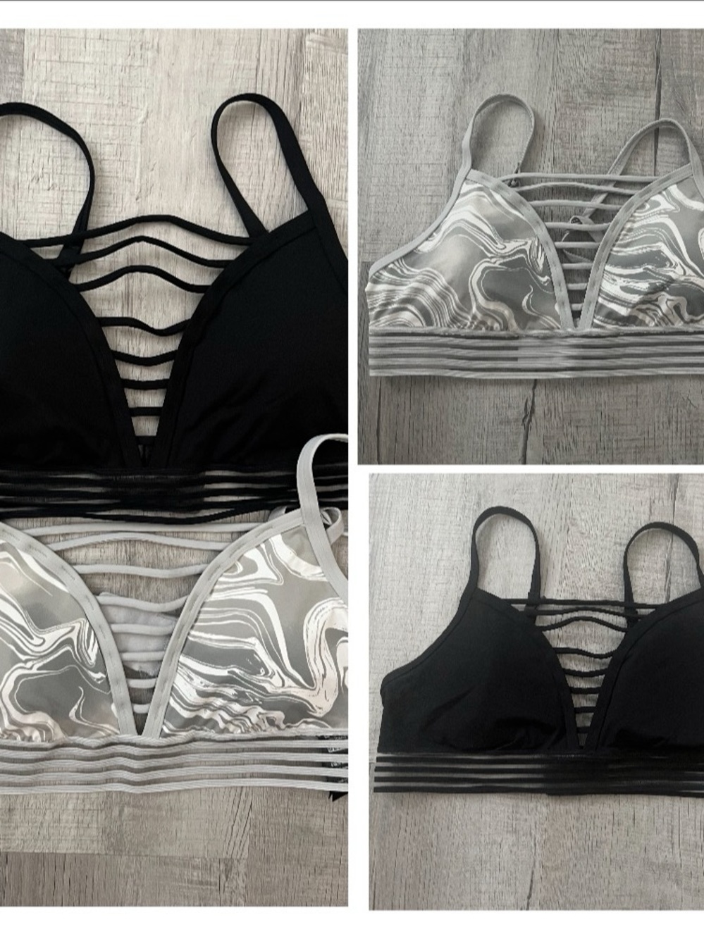 Victoria’s Secret PINK Ultimate Lightly Lined Bra Bundle – Size L – Black/White